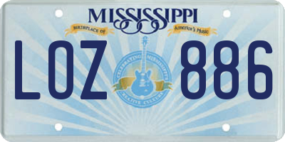 MS license plate LOZ886