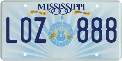 MS license plate LOZ888