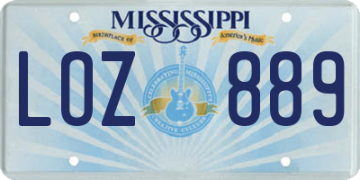 MS license plate LOZ889