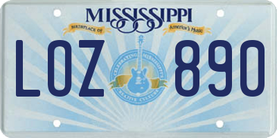 MS license plate LOZ890