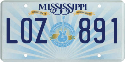 MS license plate LOZ891