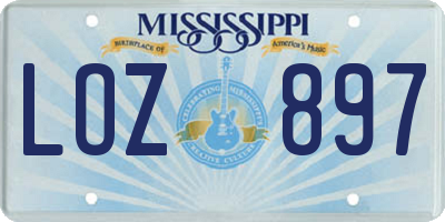 MS license plate LOZ897