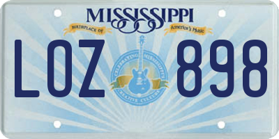 MS license plate LOZ898