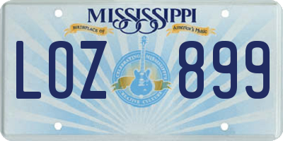 MS license plate LOZ899