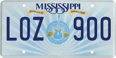 MS license plate LOZ900