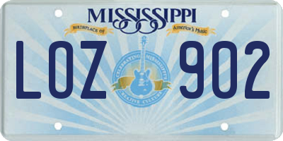MS license plate LOZ902
