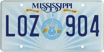 MS license plate LOZ904