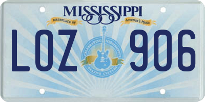 MS license plate LOZ906