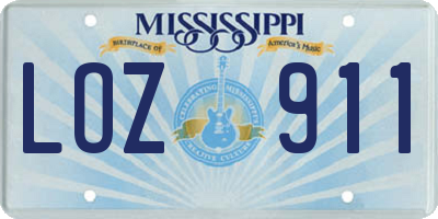 MS license plate LOZ911