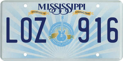 MS license plate LOZ916