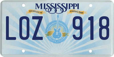 MS license plate LOZ918