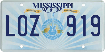 MS license plate LOZ919