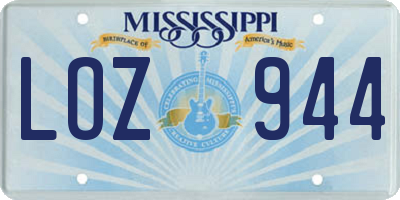 MS license plate LOZ944