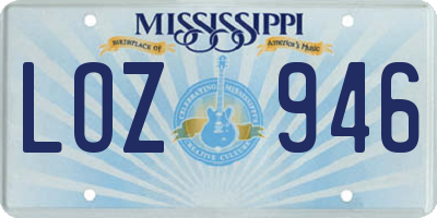 MS license plate LOZ946