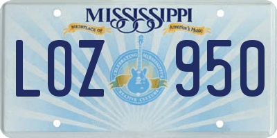 MS license plate LOZ950
