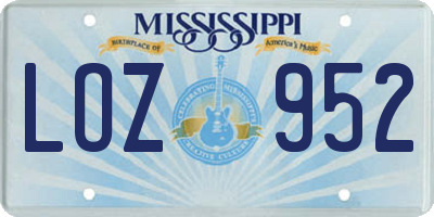 MS license plate LOZ952