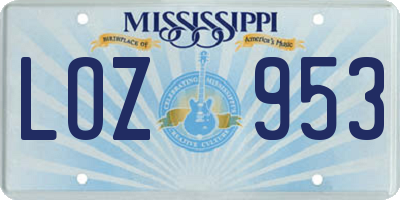 MS license plate LOZ953