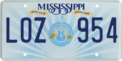 MS license plate LOZ954