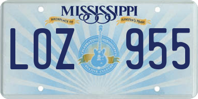 MS license plate LOZ955