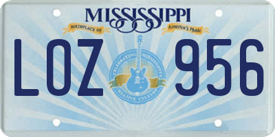 MS license plate LOZ956