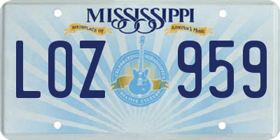 MS license plate LOZ959