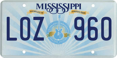 MS license plate LOZ960