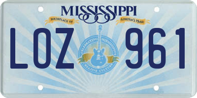 MS license plate LOZ961