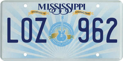 MS license plate LOZ962