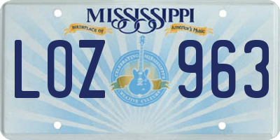 MS license plate LOZ963
