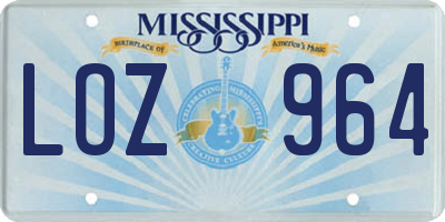 MS license plate LOZ964