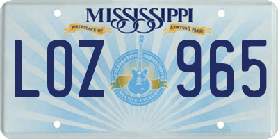 MS license plate LOZ965