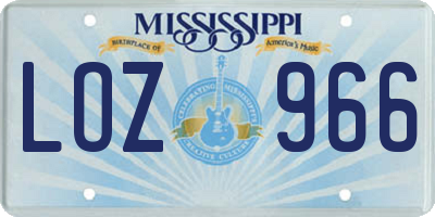 MS license plate LOZ966