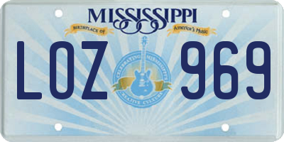 MS license plate LOZ969
