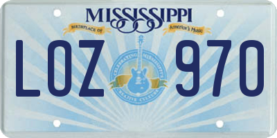 MS license plate LOZ970