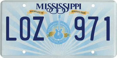 MS license plate LOZ971
