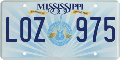 MS license plate LOZ975