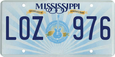 MS license plate LOZ976
