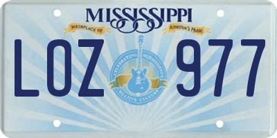 MS license plate LOZ977