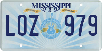 MS license plate LOZ979