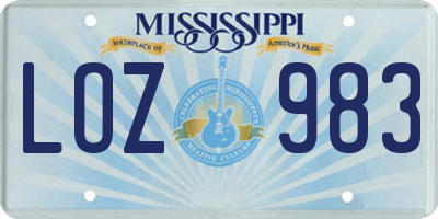 MS license plate LOZ983
