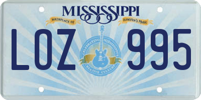 MS license plate LOZ995