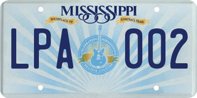 MS license plate LPA002