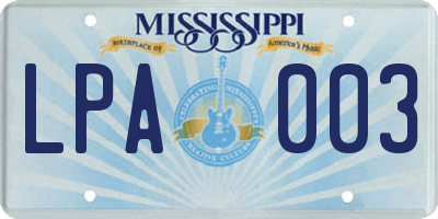 MS license plate LPA003
