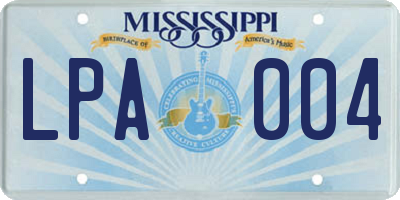 MS license plate LPA004