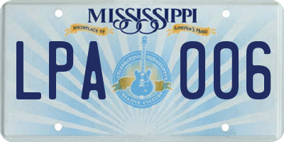 MS license plate LPA006