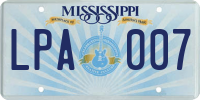 MS license plate LPA007