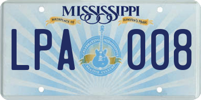 MS license plate LPA008