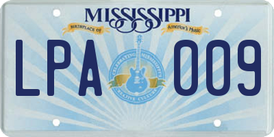 MS license plate LPA009
