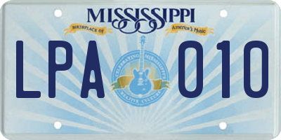 MS license plate LPA010