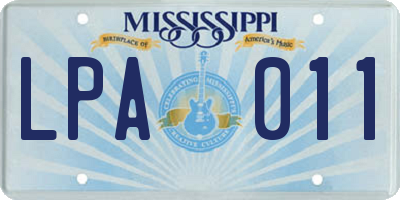 MS license plate LPA011